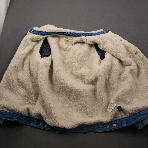 Madewell Western Women Sherpa Lined Denim Jacket Oversized Jean Trucker Coat S - Picture 9 of 11